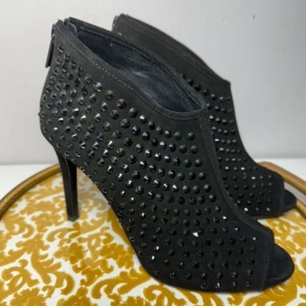 Michael Kors Dani Open Toe Bootie Shootie Black Suede Size 9M